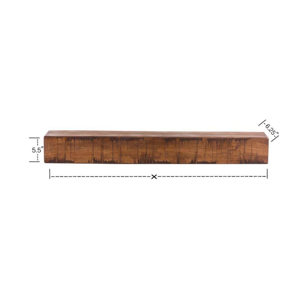 Dogberry Collections 60 in. W x 5.5 in. H x 6.25 in. D Rustic Aged Oak Cap-Shelf Mantel m-rust-6062-agok-none