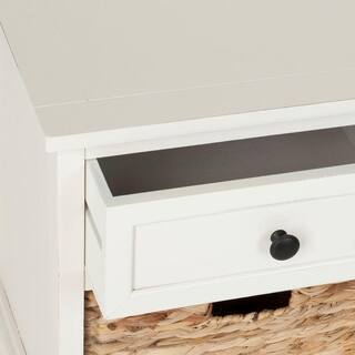 SAFAVIEH Damien 3-Drawer Rustic WhiteCream Wood Entryway Bench AMH5701C