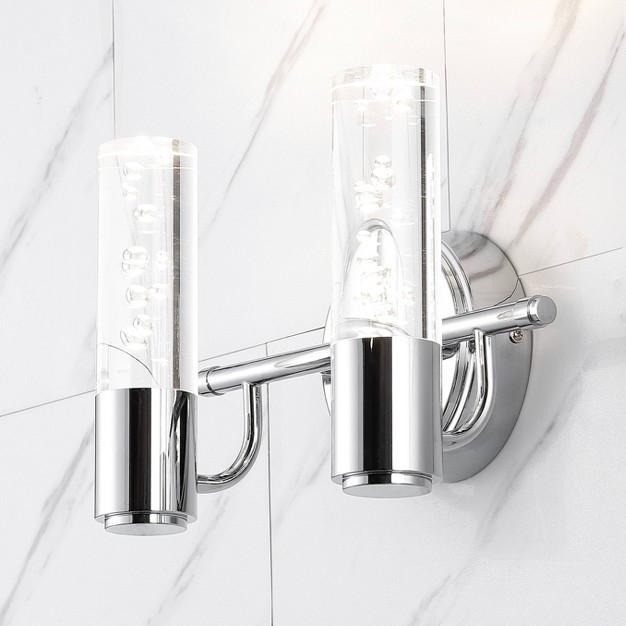 Led 2 light Bolha Minimalist Bubble Acrylic iron Wall Sconce Chrome Jonathan Y