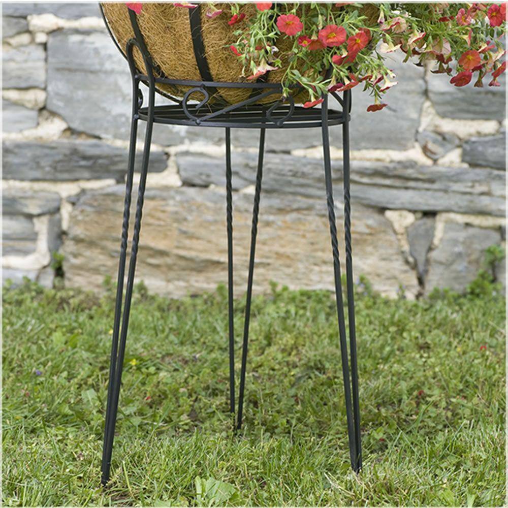 Gilbert  Bennett 21 in. Canterbury Scroll Top Metal Plant Stand SCBPS1021-B