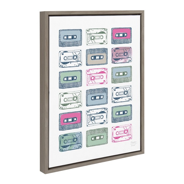 X 24 quot Sylvie Cassettes Framed Canvas Wall Art By Statement Goods Gray Kate And Laurel