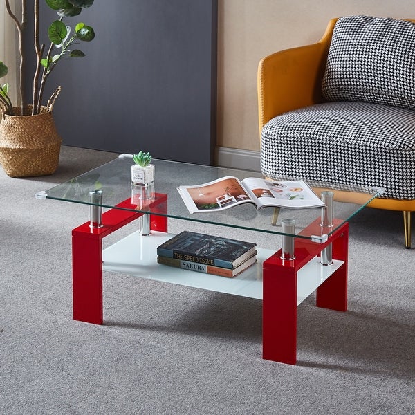 Rectangle Coffee Table with Storage Shelf