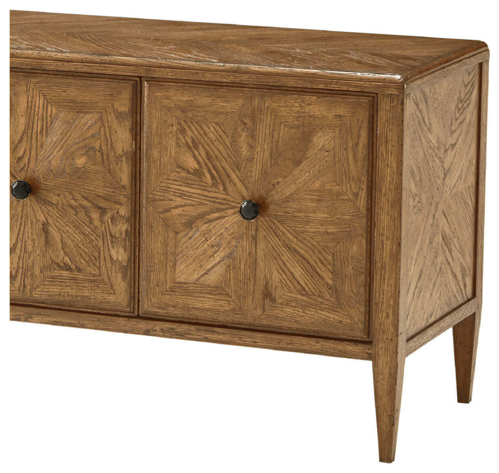 Oak Parquetry Media Cabinet Light   Transitional   Media Cabinets   by English Georgian America  Houzz