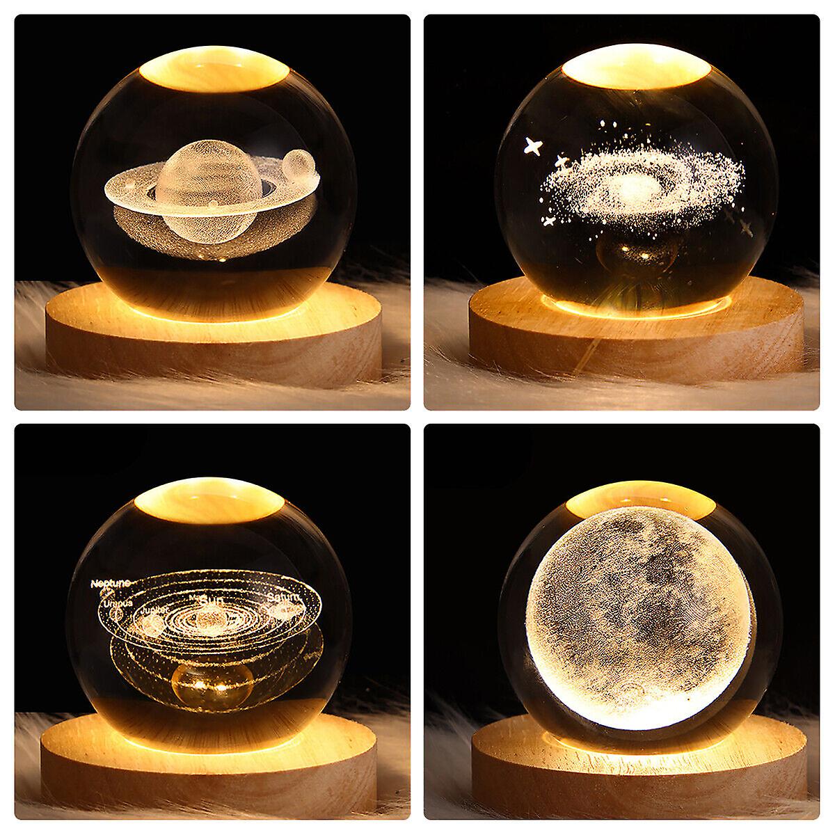 3d Crystal Ball Moon Planet Globe Table Lamp Usb Led Night Light Home Decor Gift W12412836