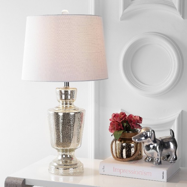 Glass Olivia Table Lamp includes Led Light Bulb Silver Jonathan Y