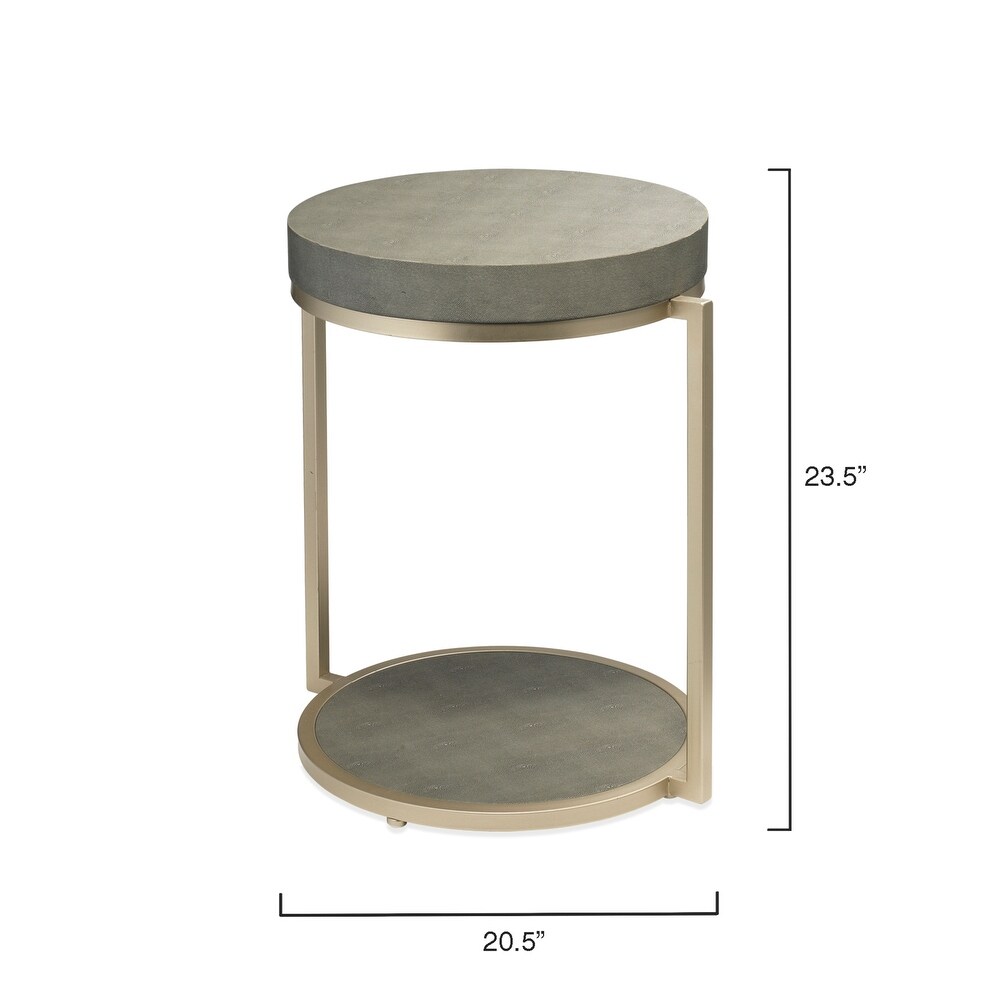 Alden Décor Cleo Faux Shagreen Round Side Table  Grey