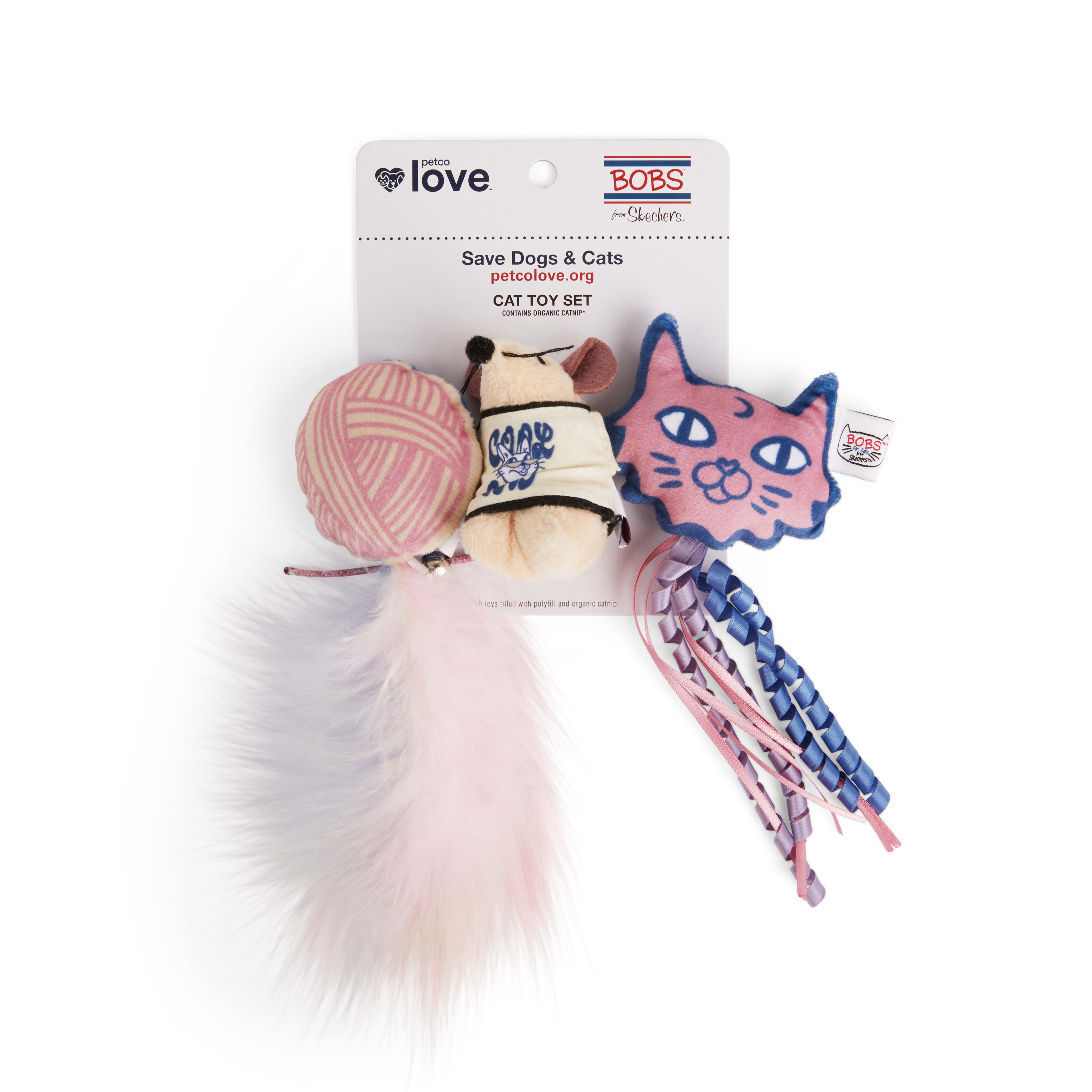 BOBS from Skechers Pawsitive Cat Toys， Medium， Pack of 3