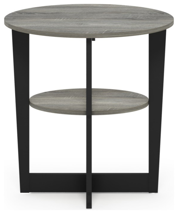 Furinno Jaya Oval End Table  French Oak Gray /Black   Industrial   Side Tables And End Tables   by VirVentures  Houzz