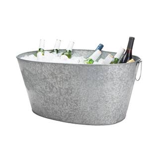 Mind Reader Small Galvanized Steel Beverage Tub with Handles in Silver ITUBSM-SIL