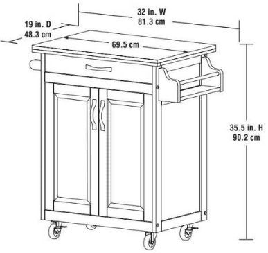 Mainstays Kitchen Island Cart with Drawer and Storage Shelves, White