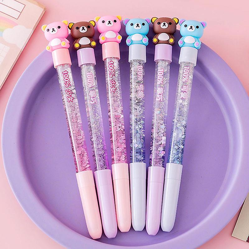 0.5mm Quicksand Pen Cute Cartoon Animal Shape Suitable For Student Gift Stationery Writing Supplies (little Bear)