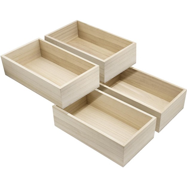 Sorbus Natural Wood Bin 4 pack