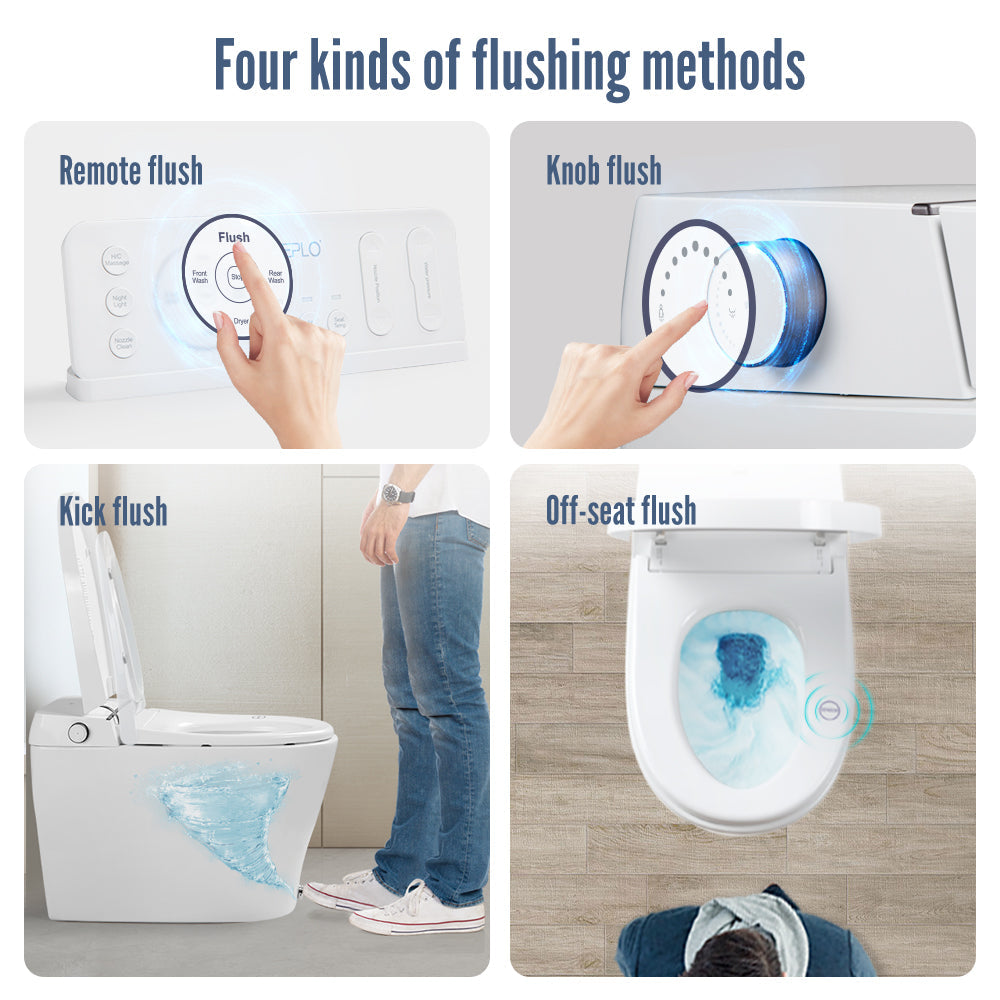 Smart Bidet Toilet,Tankless Toilet,Heated Seat,Warm Water,Auto Flush,One Piece Toilet for Bathroom