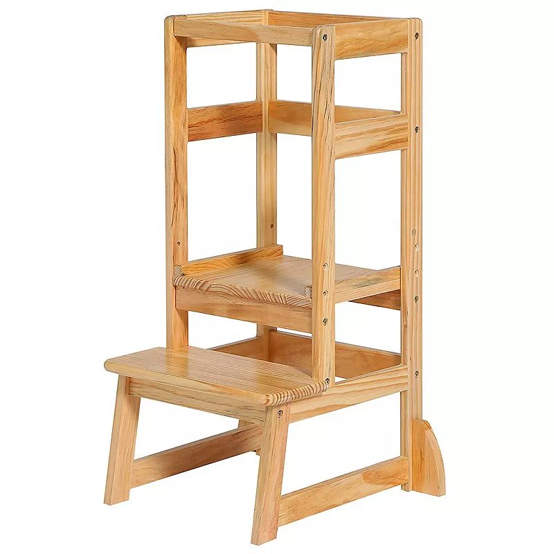 SDADI LT05N Mother's Helper Adjustable Height Kids Kitchen Step Stool， Natural