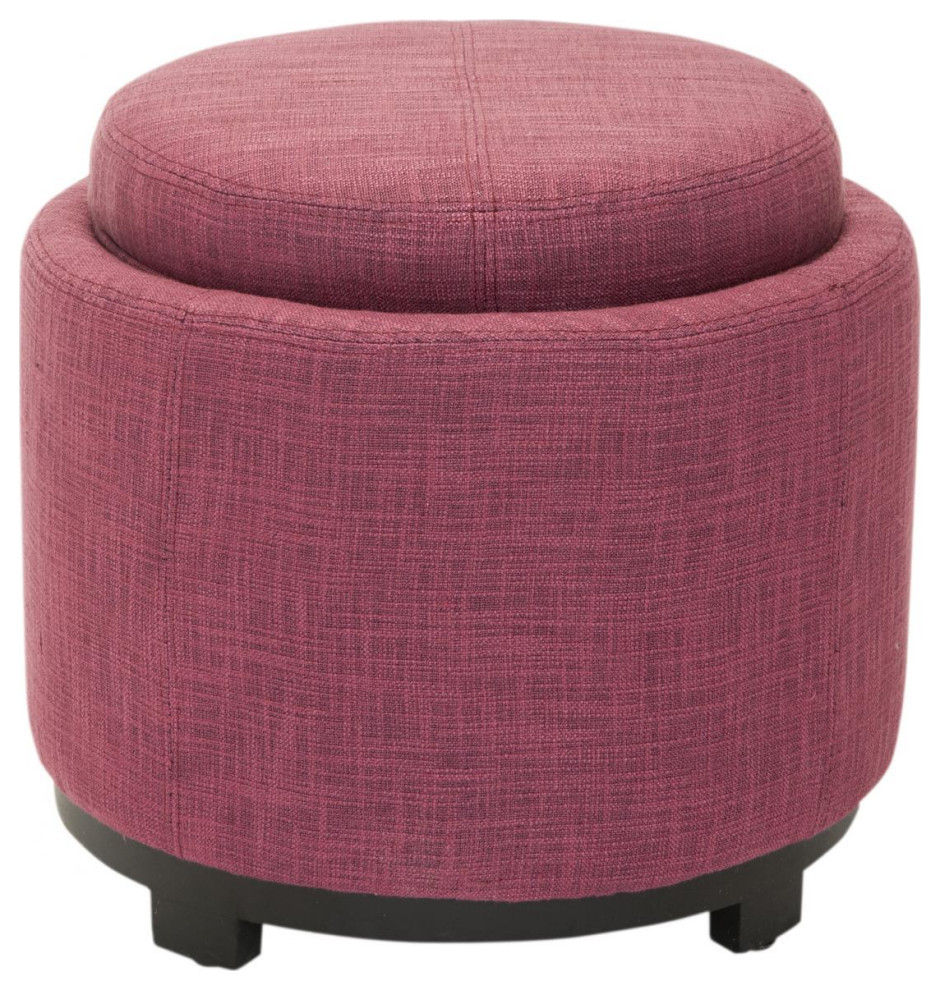 Litsie Round Tray Ottoman  Rose/Black   Contemporary   Footstools And Ottomans   by Rustic Home Furniture Deco  Houzz