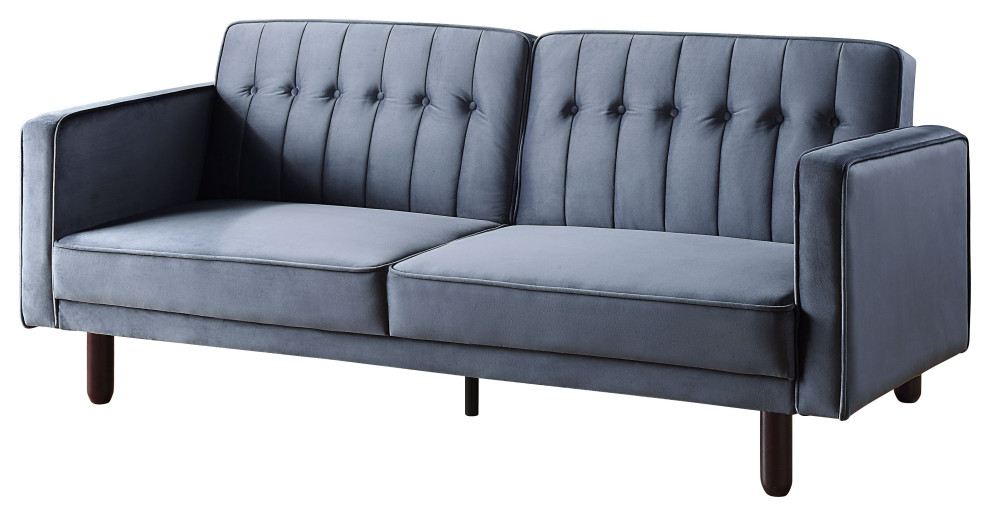 Qinven Adjustable Sofa  Dark Gray Velvet   Transitional   Sleeper Sofas   by Homesquare  Houzz