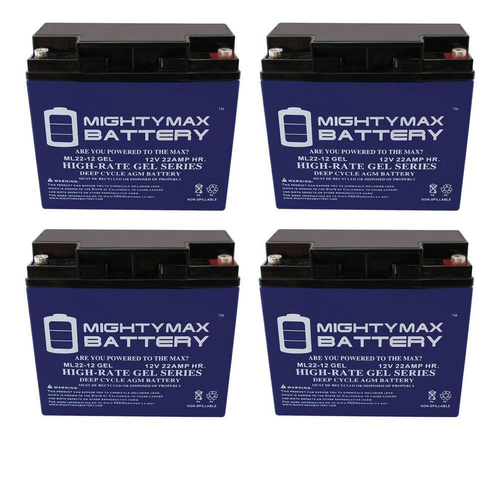 MIGHTY MAX BATTERY 12V 22AH GEL Battery Replacement for E-Wheels EW-36 - 4 Pack MAX3935201