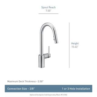 MOEN Align Single-Handle Pull-Down Sprayer Kitchen Faucet with Reflex and Power Clean in Matte Black 7565BL