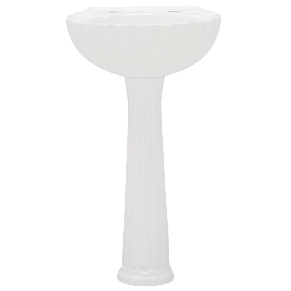 Pegasus Bali 19 in. Pedestal Combo Bathroom Sink for 8 in. Widespread in White 3-588WH