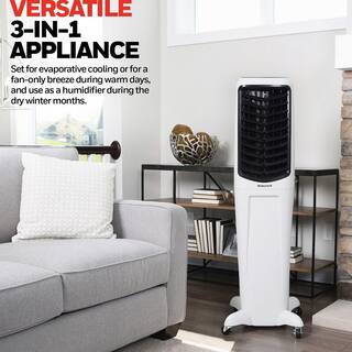 Honeywell 588 CFM 3 Speed Portable Evaporative Cooler for 342 sq. ft. Quiet Low Energy Compact Spot Fan and Humidifier in White TC50PEU