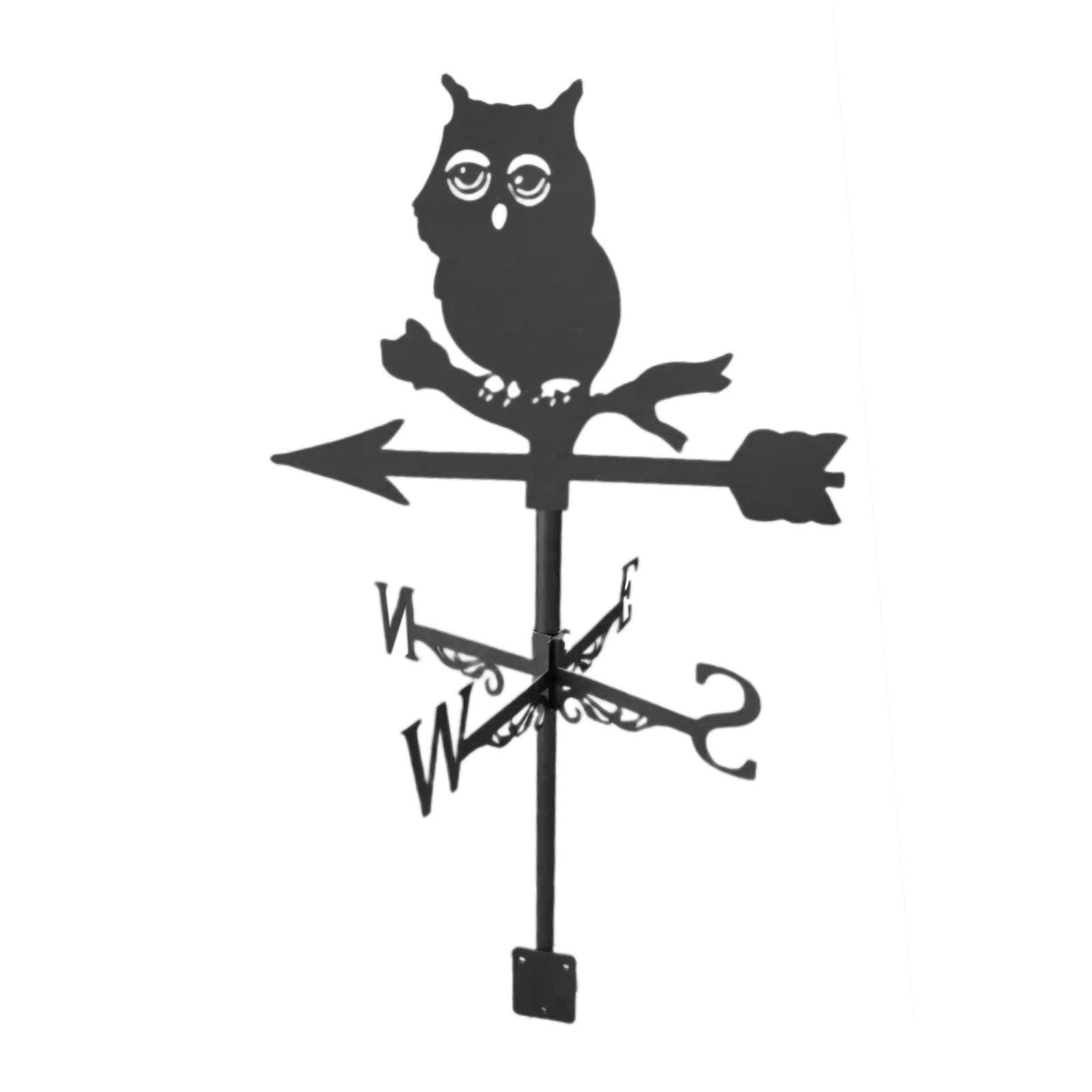 Roof Weather Vane with Animal Silhouette Statue Decorative Farm Scene Owl