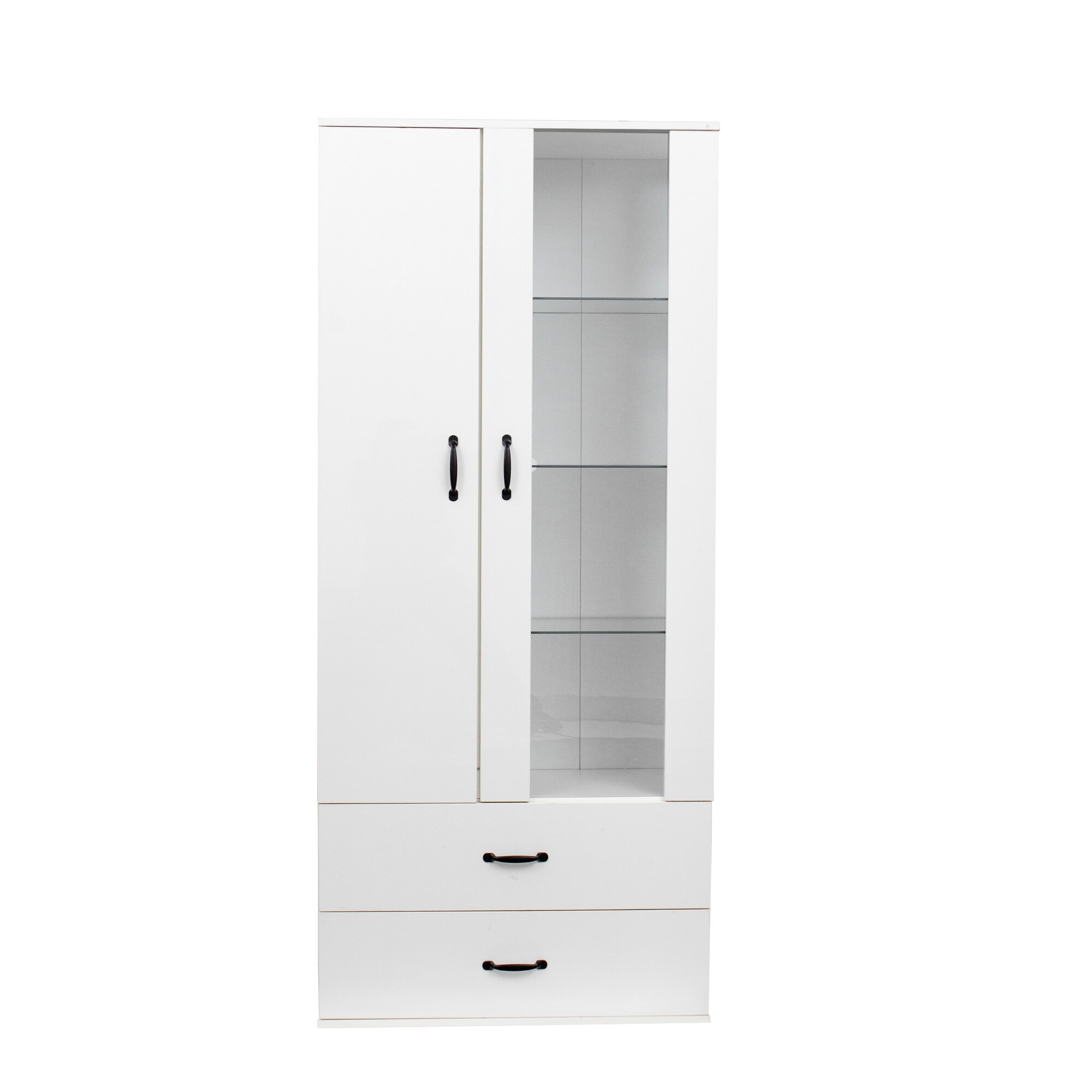 31.5 Inch Width LED Light Side Cabinet with Shelving and Drawers