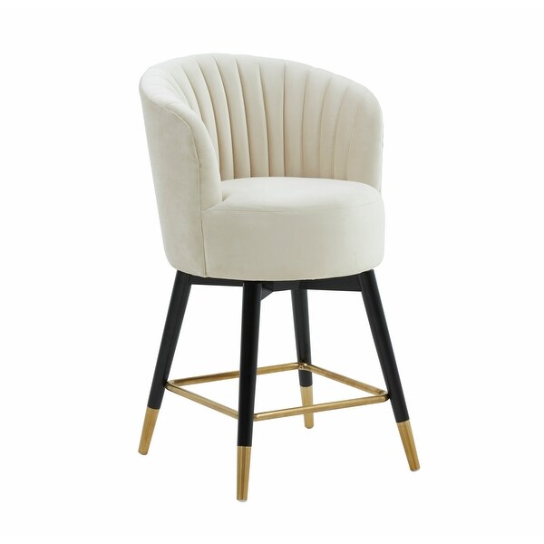 Liana Cream Velvet Swivel Stool by Inspire Me! Home Decor