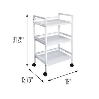 Honey-Can-Do 3-Tier Steel 4-Wheeled Utility Cart in White CRT-09622