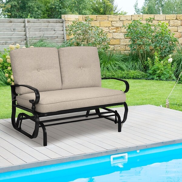 Costway 2Person Outdoor Swing Glider Chair Bench Loveseat Cushioned