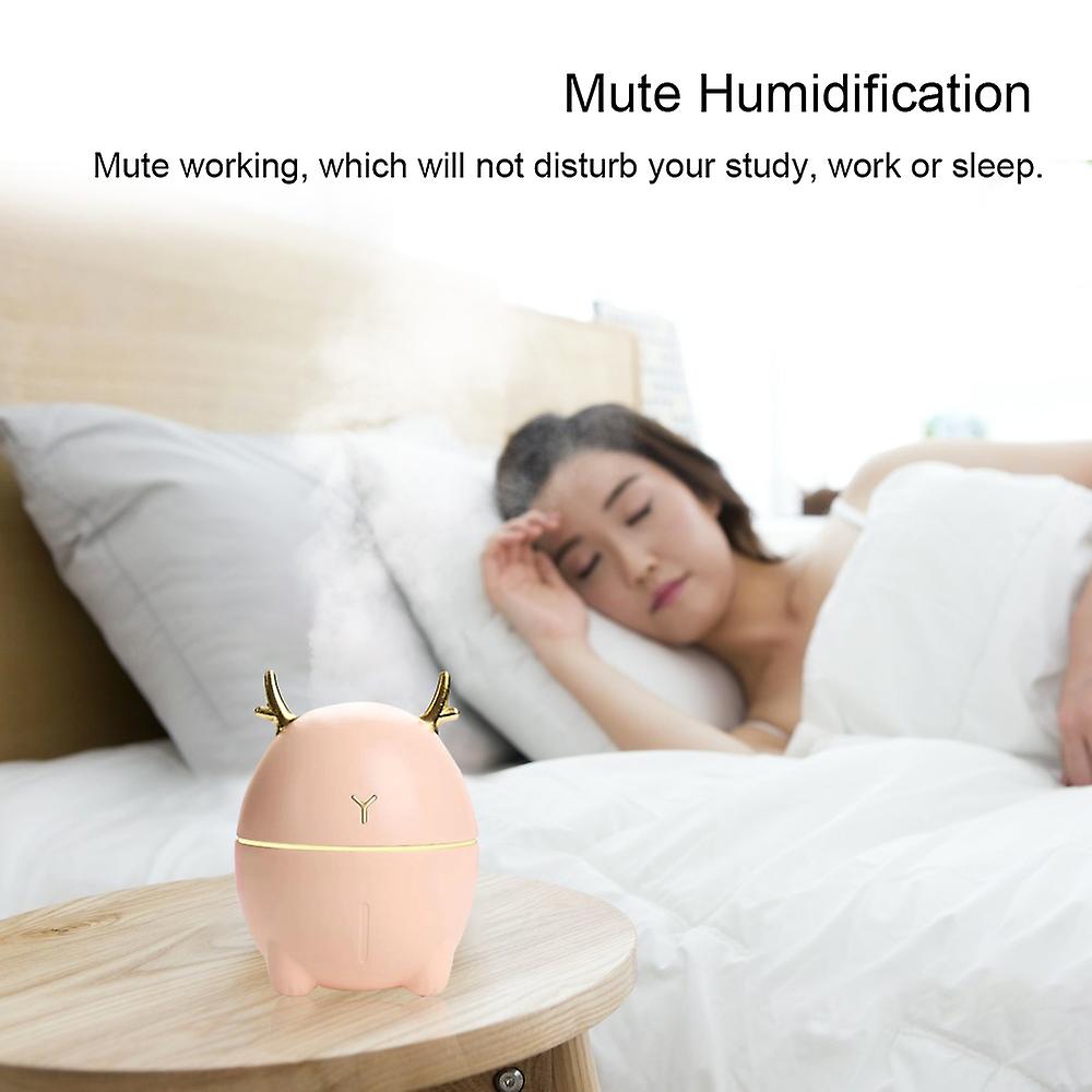 200ml Mini Air Humidifier Cute Deer-shaped Portable Humidifier Aroma Essential Oil Diffuser Mist Maker For Home/office/car Use White