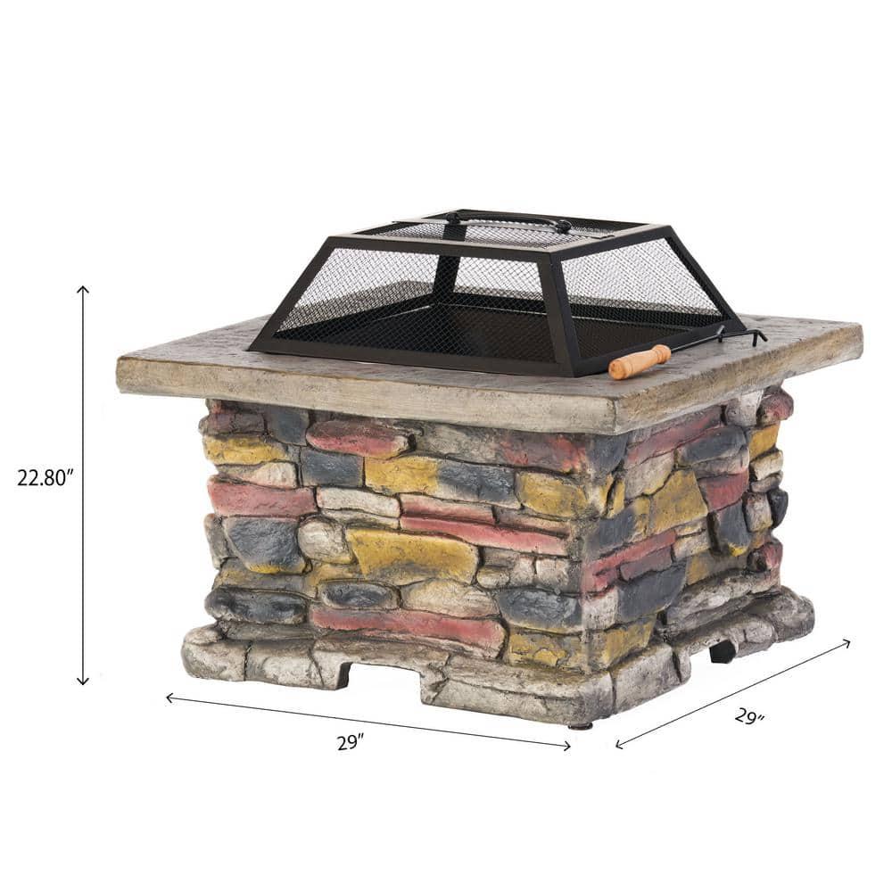 Noble House Corporal 2850 in x 2220 in Square Natural Stone Fire Pit