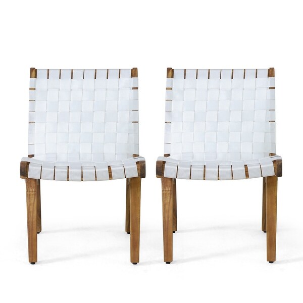 Charlotter Outdoor Rope and Acacia Wood Outdoor Lounge Chairs by Christopher Knight Home