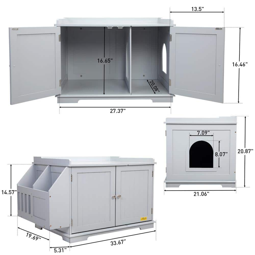 COZIWOW Cat Washroom Storage Bench Litter Box Enclosure with Table CW12X0484