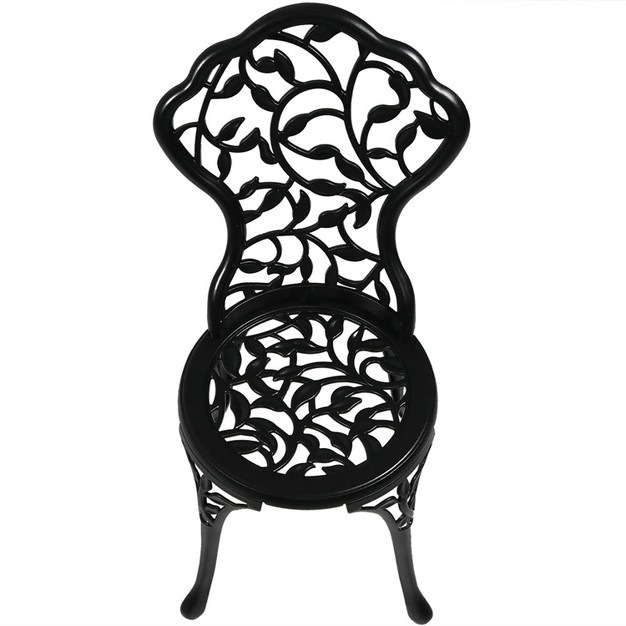 Sunnydaze Floral Design Cast Aluminum Outdoor Patio Bistro Set Black 3pc