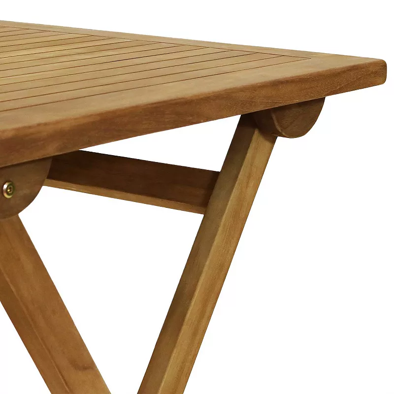 Sunnydaze 24 in Casual Solid Teak Wood Square Patio Dining Table