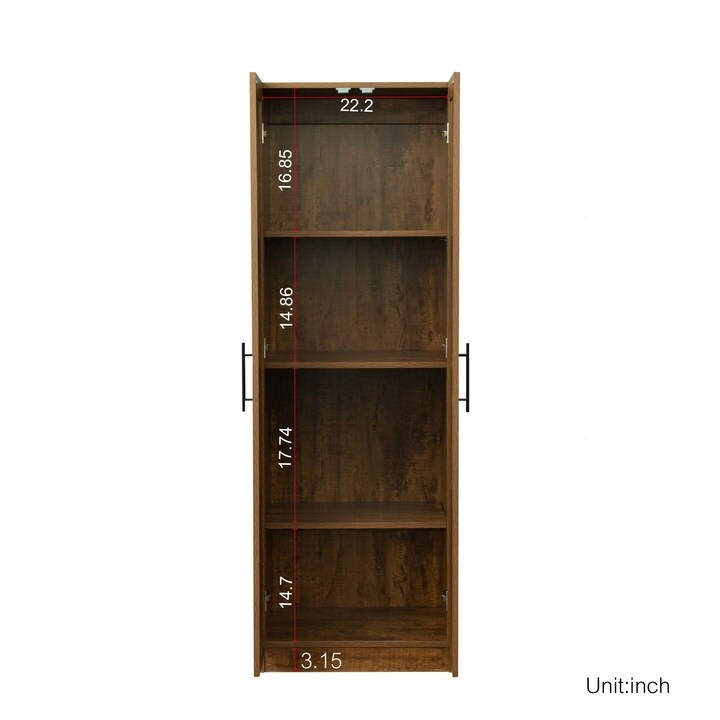 High Wardrobe and Kitchen Cabinet with 2 Doors and 3 Partitions to Separate 4 Storage Spaces  Storage for Kitchen  Laundry