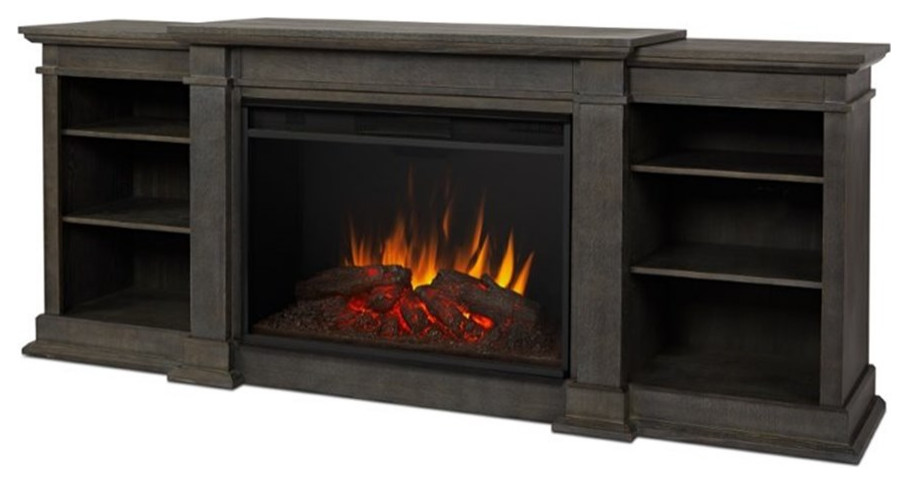 Bowery Hill Modern Wood Fireplace TV Stand for TVs up to 81 quotin Gray   Traditional   Entertainment Centers And Tv Stands   by Homesquare  Houzz