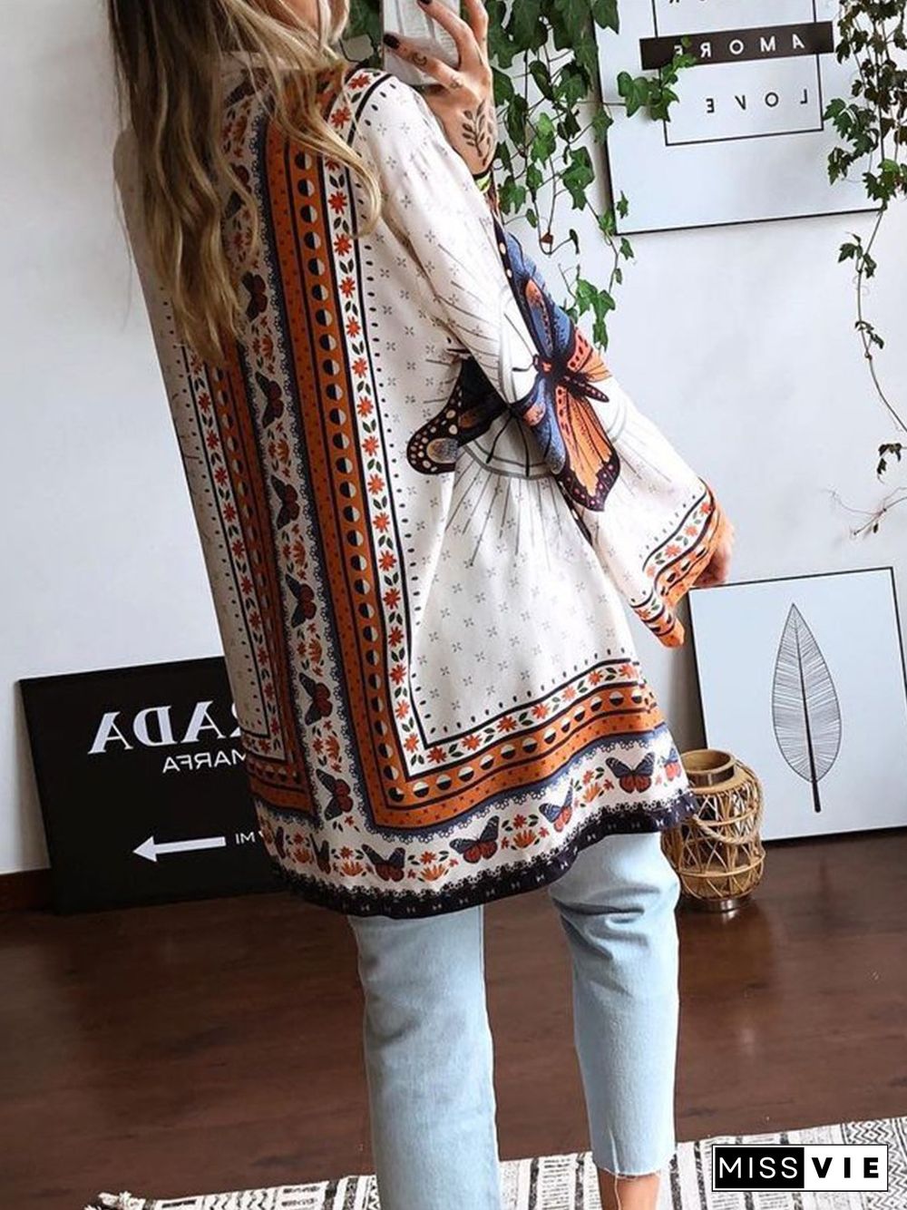 Printed Long Sleeve Waist Down Mini Dress P14237