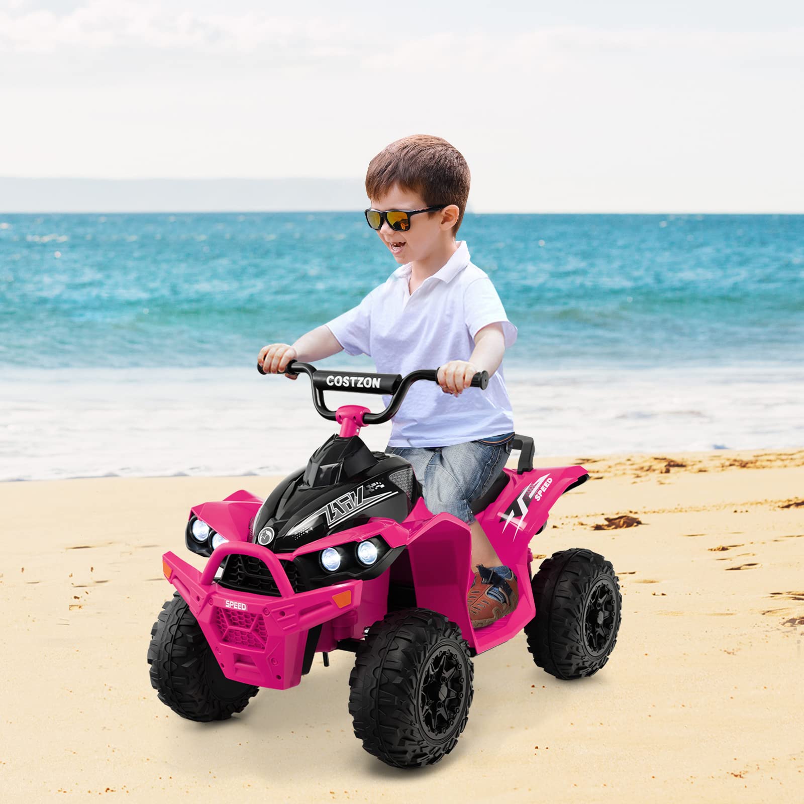 Costzon Kids ATV, 12V Battery Powered Electric Vehicle, Ride on 4 Wheeler Quad