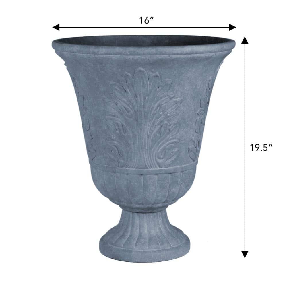 CHG CLASSIC HOME  GARDEN Larissa 16 in. x 19.5 in. Stone Resin Composite Urn 416P-120