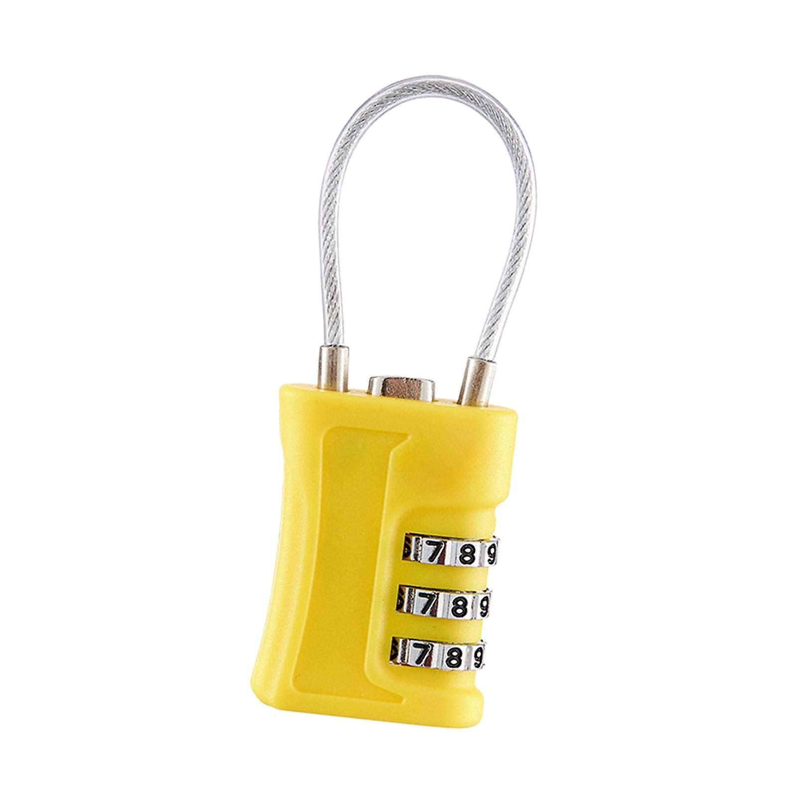 3 Digit Combination Lock Mini Padlock For Baggage Gym Locker Backpack Yellow