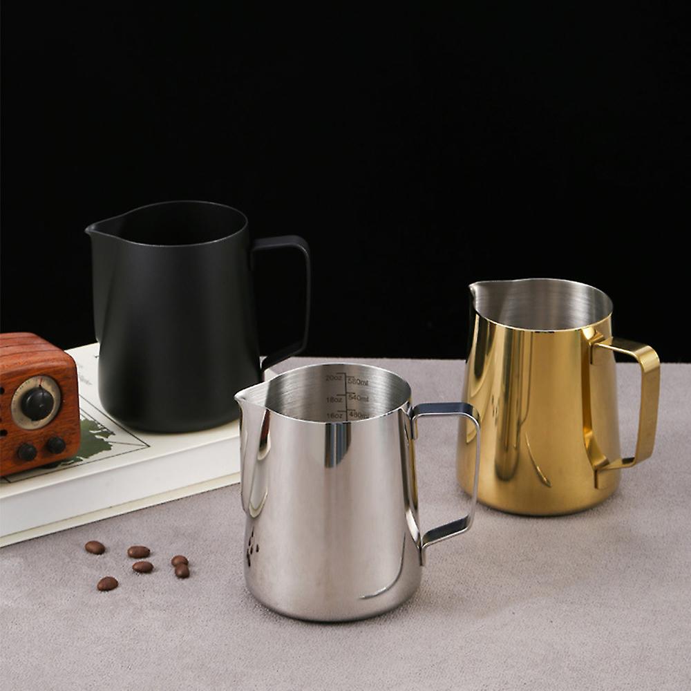 Silver Milk Frothing Pitcher 350ml/ 12oz Espresso Steaming Pitcher With Double Measurements Scales Stainless Steel Frother Steamer Cup