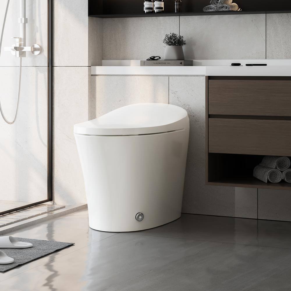 HOROW 11.27 GPF Tankless Elongated Smart Toilet Bidet in White with Frontrear Wash and Auto Flush HR-0015