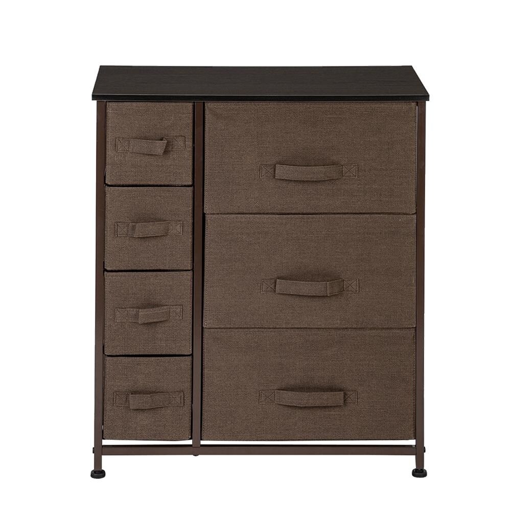 Dresser with 3 Big 4 Small Drawers Furniture Storage Tower Unit Brown