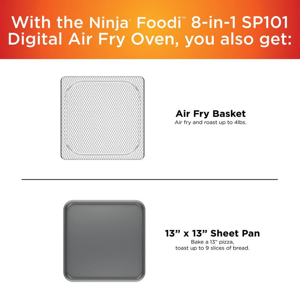 NINJA Stainless Steel Foodi Digital Air Fry Oven Convection Oven Toaster Air Fryer Flip-Away for Storage (SP101) SP101