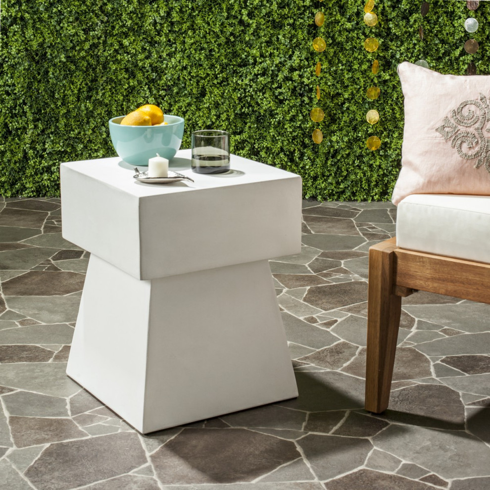 Tatum Indoor/outdoor Mushroom Modern Concrete 18.1 quotAccent Table  Ivory   Contemporary   Outdoor Side Tables   by Rustic Home Furniture Deco  Houzz