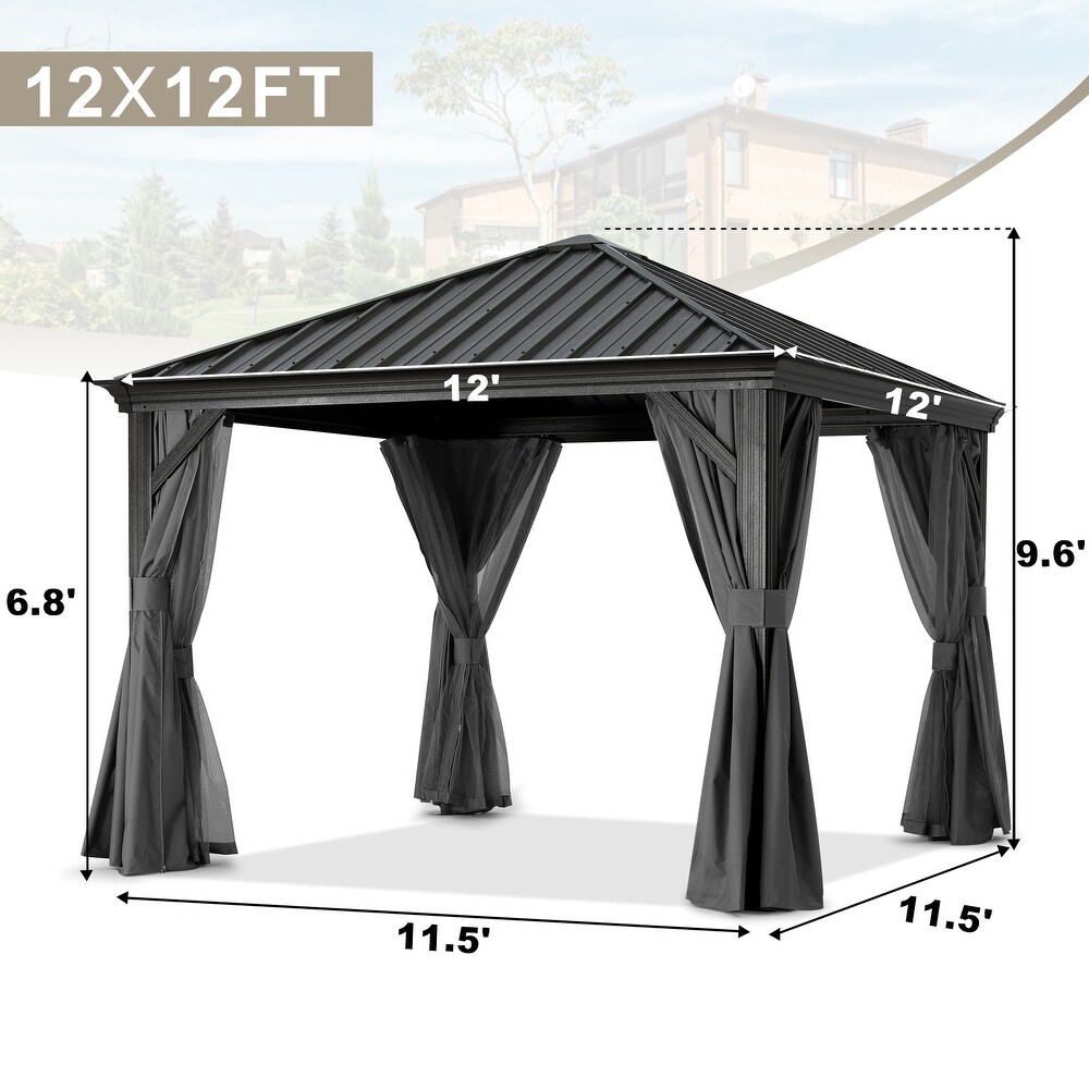 ABCCANOPY Outdoor Hardtop Gazebo with Galvanized Steel Double Roof