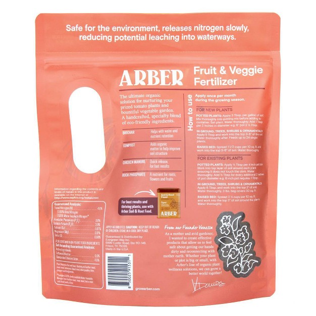 Arber Organic Tomato Vegetable And Herb Fertilizer With Moisture Control 3lb