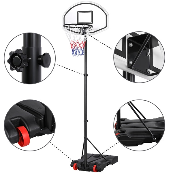 SmileMart Height Adjustable Portable Basketball System Hoop Goal for Kids Youth Outdoor， 6.4 to 8.2 Ft.