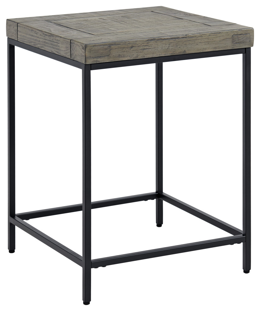 End Table   Industrial Modern Side Table with Wood Top and Metal Frame   Industrial   Side Tables And End Tables   by Trademark Global  Houzz